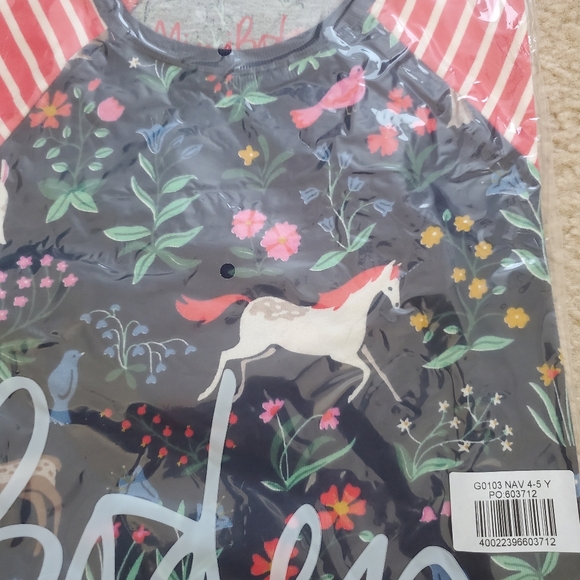 Mini Boden Colorful Unicorn and Floral Long Sleeve Shirt Kids Size 4-5 - Picture 6 of 6